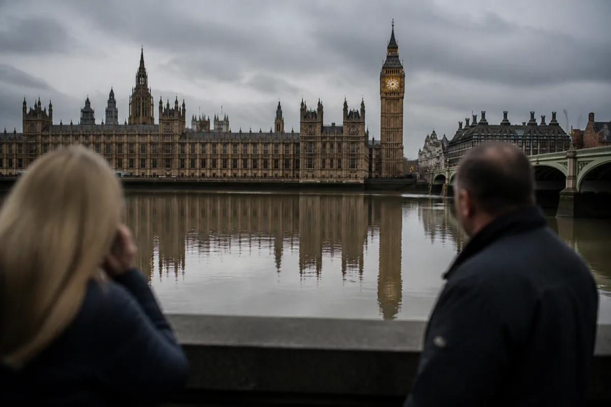 Здание Дома парламента с часовой башней Биг-Бен, отражённое в воде Темзы