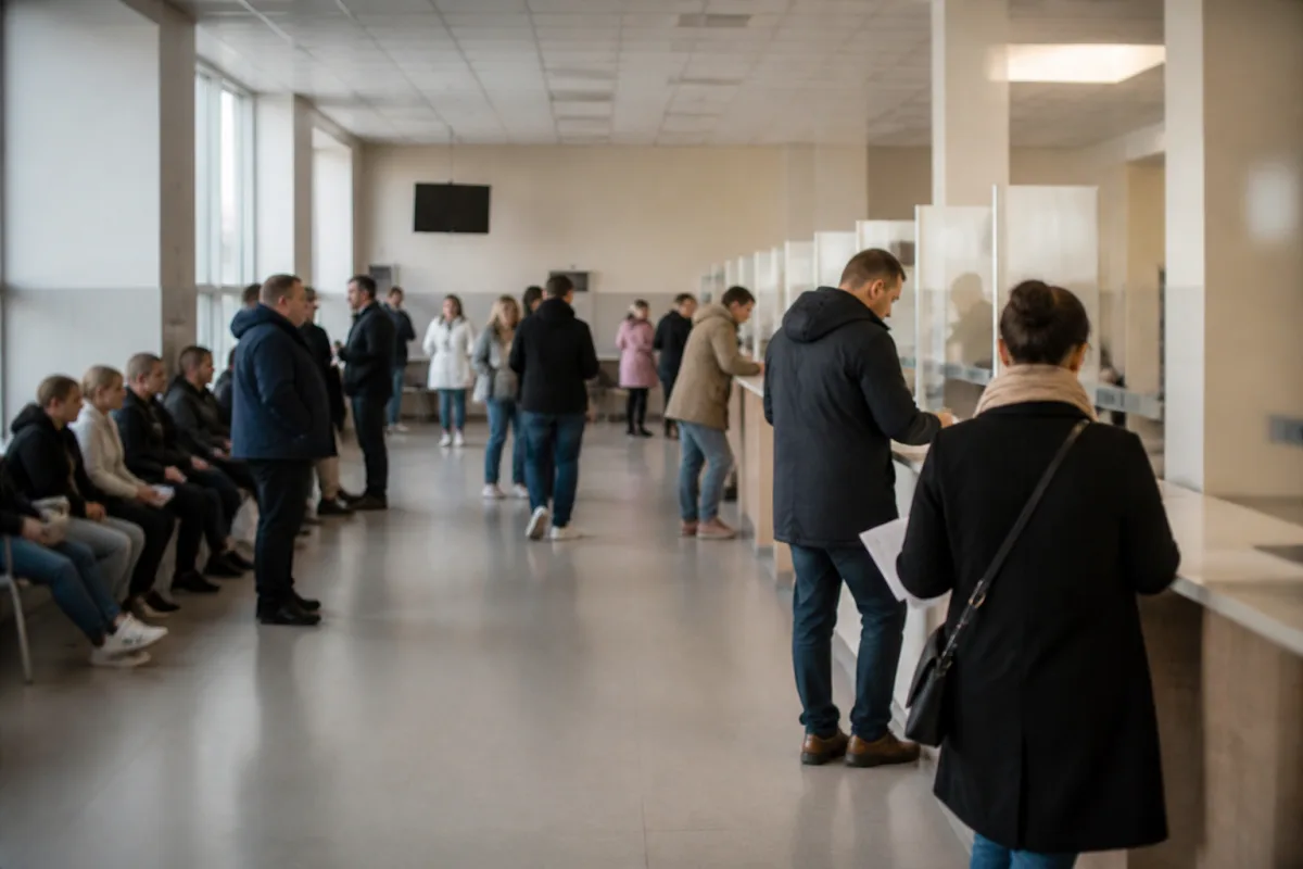 Черга людей біля відомства у польському воєводському управлінні