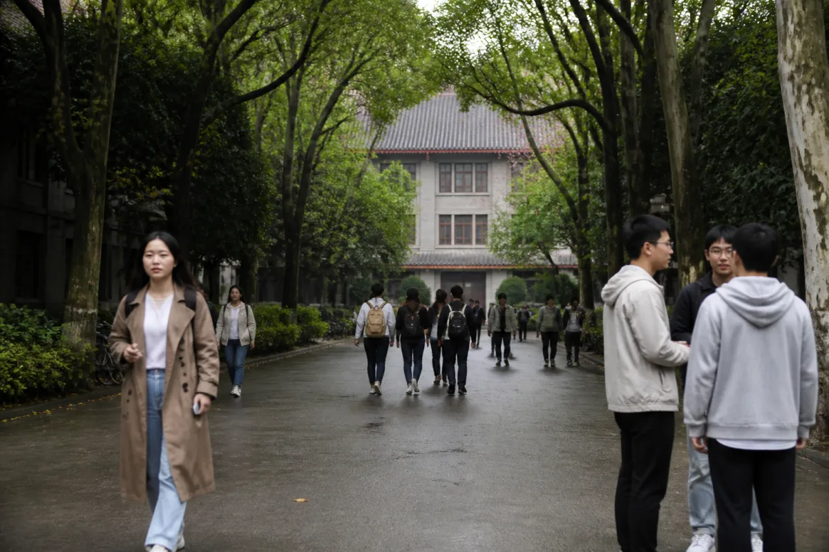 Campus of a Chinese university with documents for a government scholarship for international students