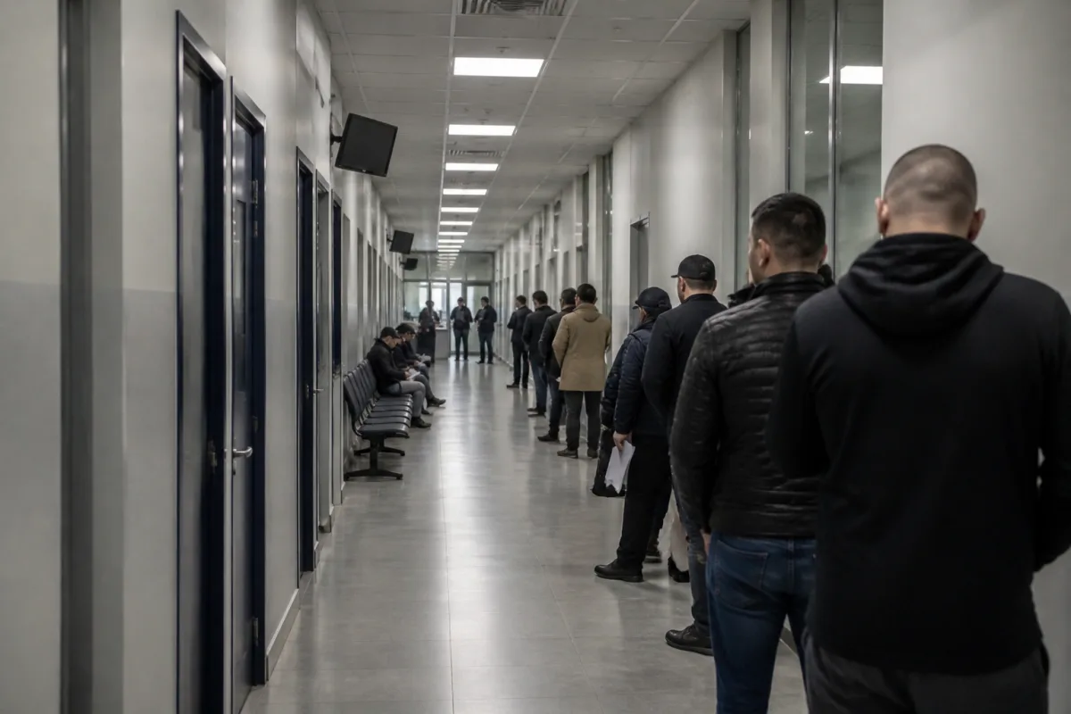 Черга людей біля офісу міграційної служби в одній із країн ЄС