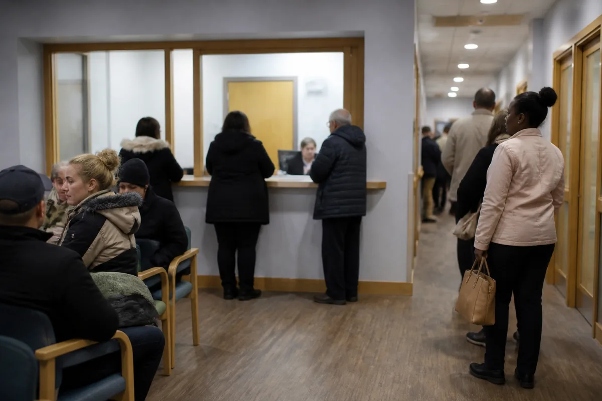 Illustration of applying for renewal of temporary refugee status at the Home Office
