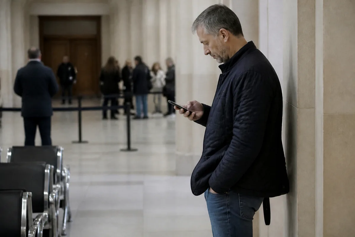 A naturalization candidate checks their smartphone: likes and reposts on social media are reviewed by Verfassungsschutz