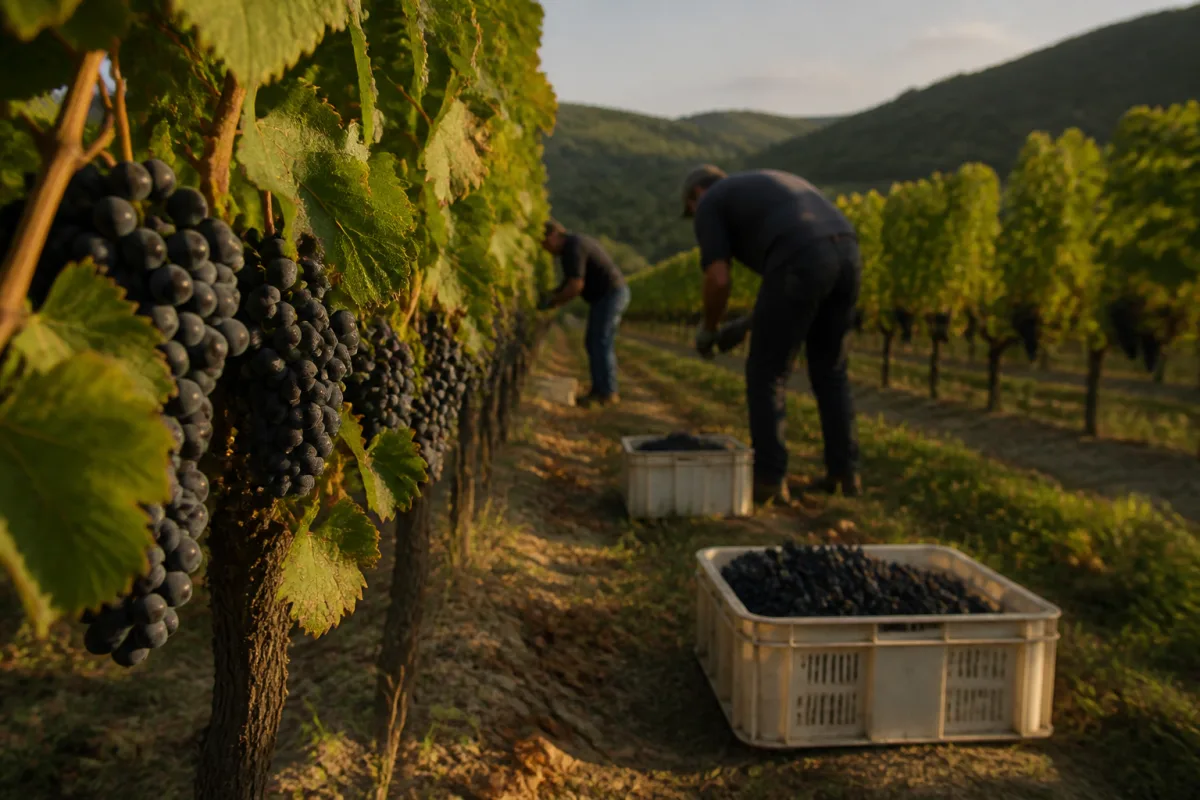 Grape harvest on a vineyard as a specific reason for a short, exact trip length