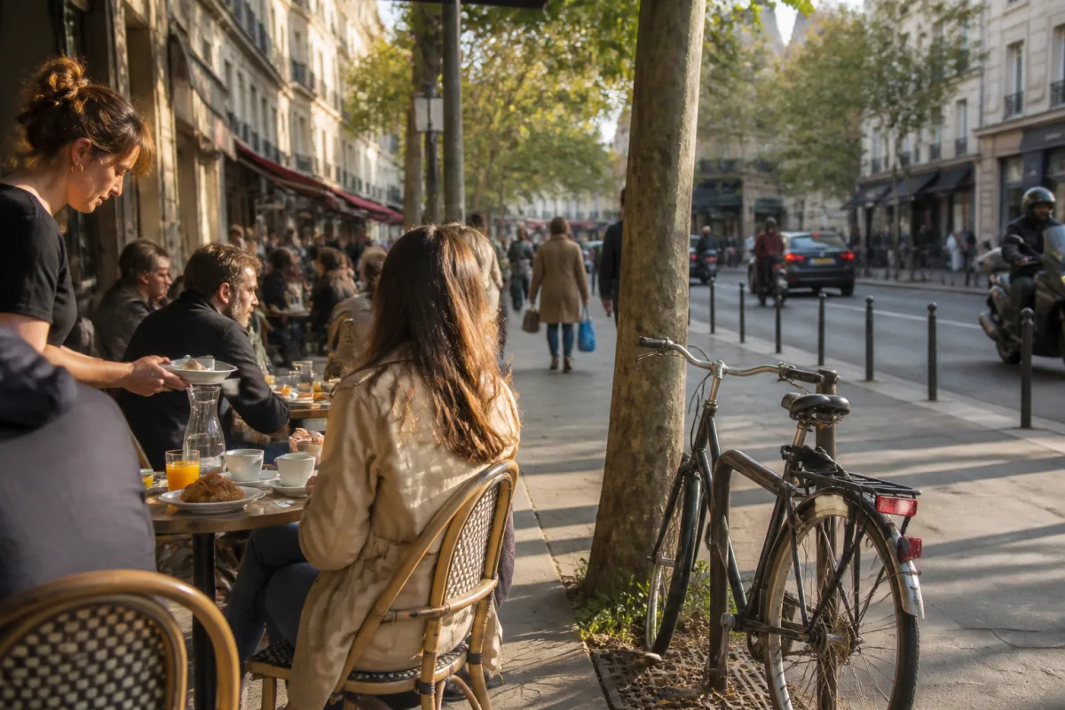 A family holding a Talent resident card in France alongside residence permit documents