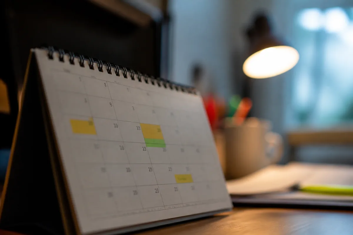 A calendar marked with German university application deadlines — July 15 and January 15