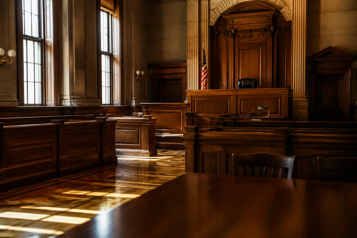 Courtroom symbolizing the court ruling in CLINIC v. Rubio on lifting the visa pause