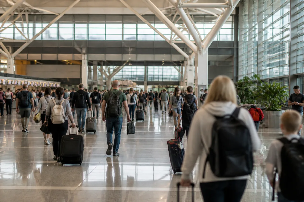A tourist with a passport goes through border control at an Australian airport under the shortened tourist visa
