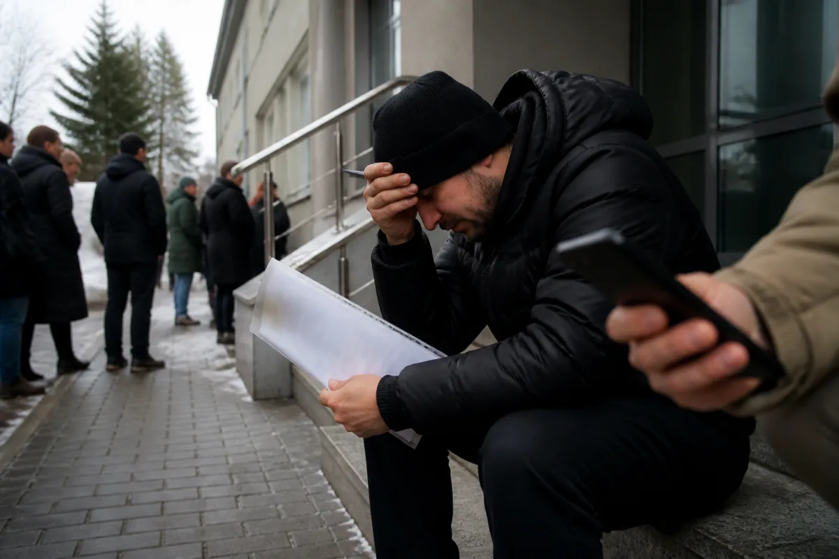Черга людей біля відділення поліції у словацькому місті