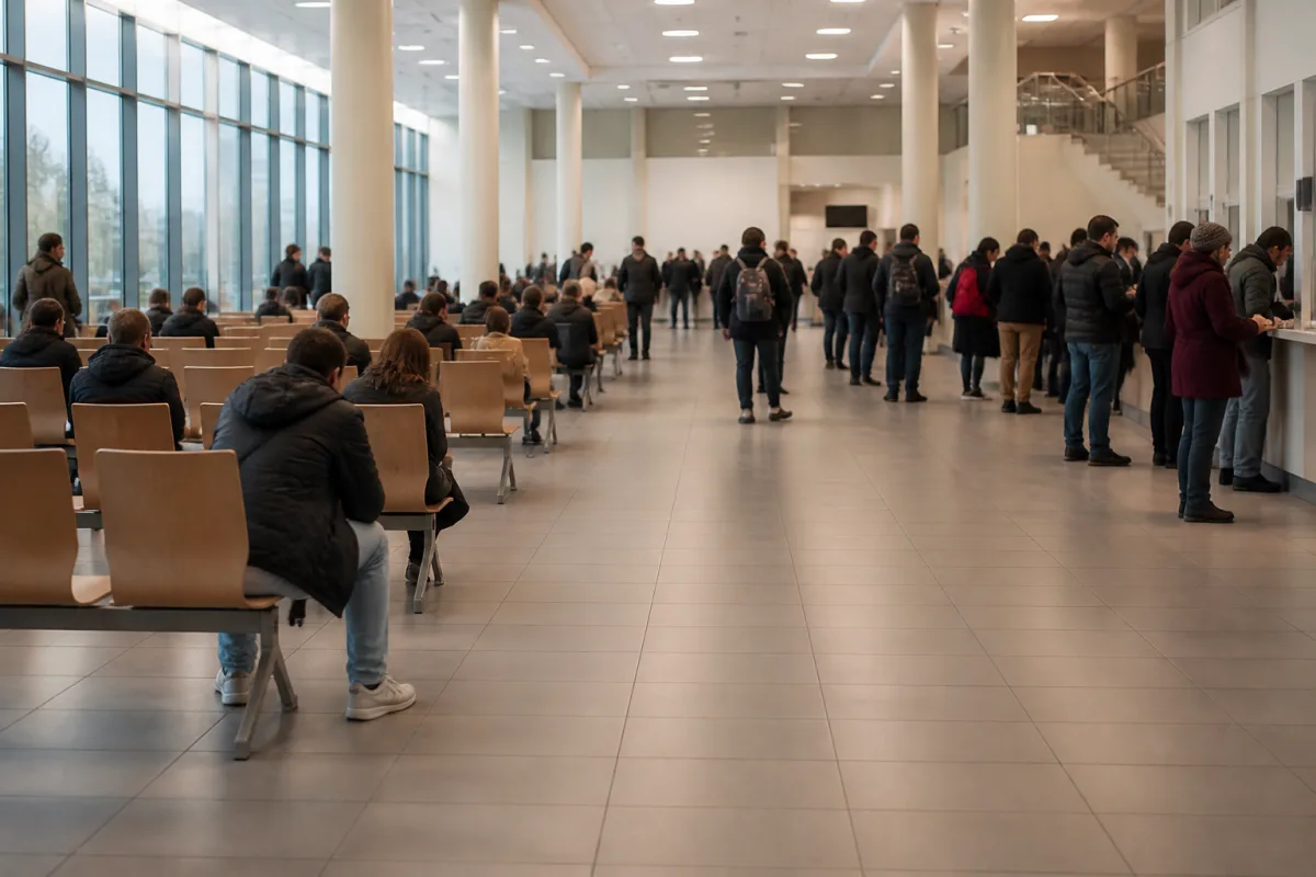 Черга людей біля міграційного офісу в одній із країн ЄС
