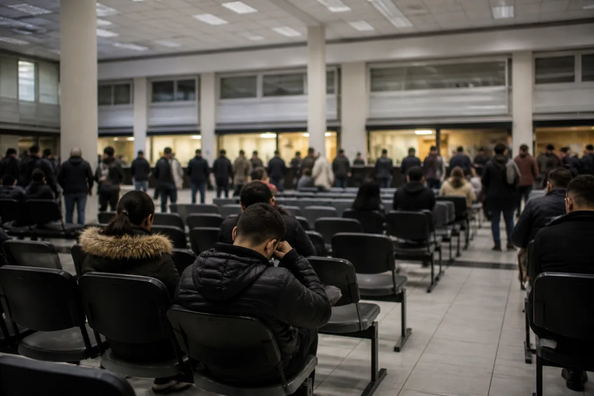 Стол с документами, формами I-864 и письмами от USCIS в папке."